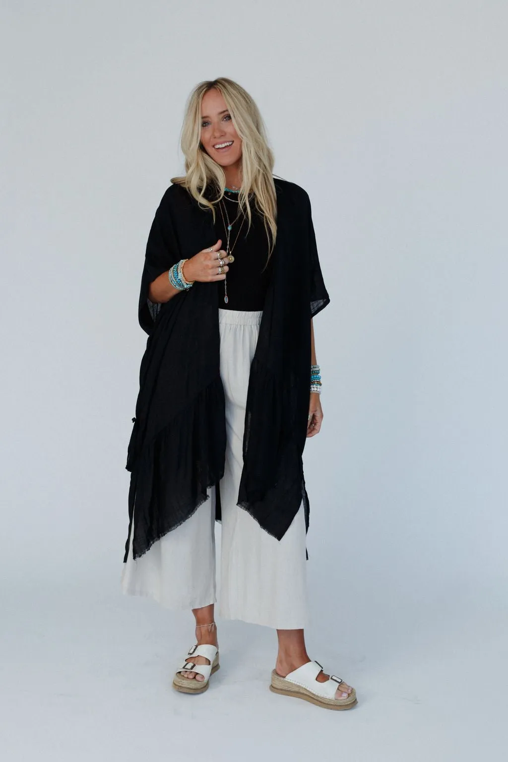 Gwen Ruffle Kimono - Black